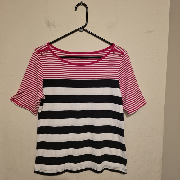 croft & barrow Tops - NWOT Croft & Barrow Red White And Blue Striped Short Sleeve Top Size Medium